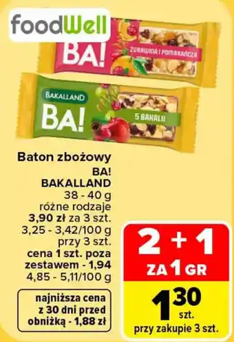 Carrefour Baton zbożowy BA! BAKALLAND oferta
