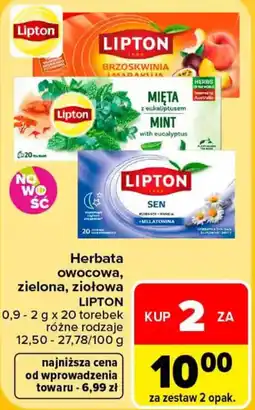 Carrefour Herbata owocowa, zielona, ziołowa LIPTON oferta