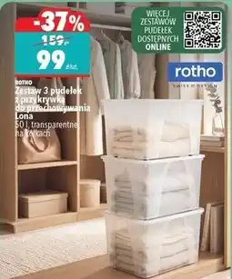 Biedronka Rotho Zestaw 3 pudełek z przykrywką do przechowywania Lona oferta