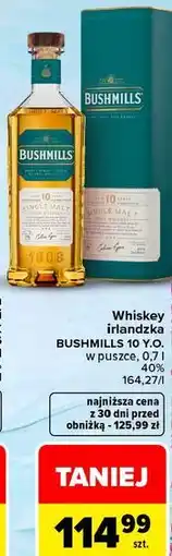Carrefour Market Whiskey irlandzka BUSHMILLS 10 Y.O. w puszce oferta