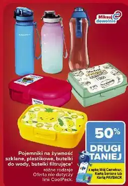 Carrefour Market Pojemniki na żywność szklane, plastikowe, butelki do wody, butelki filtrujące oferta