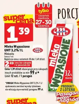 Topaz Mleko UHT Wypasione Mlekovita 3,2% oferta