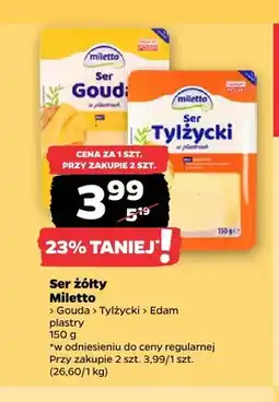 Netto Ser żółty Gouda Miletto plastry oferta