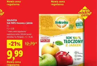 Lidl Sok tłoczony z jabłek Solevita 100% oferta