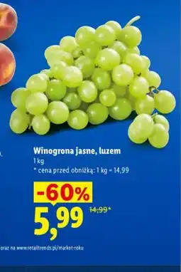 Lidl Winogrona jasne luzem oferta