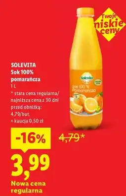 Lidl Sok pomarańcza Solevita 100% oferta