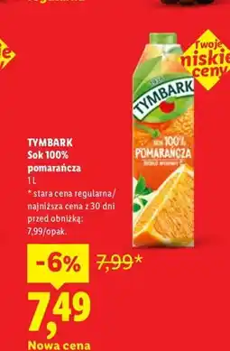 Lidl Sok pomarańcza Tymbark 100% oferta