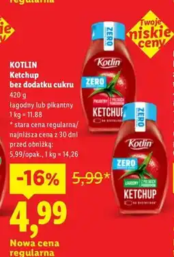 Lidl Ketchup łagodny bez dodatku cukru Kotlin oferta