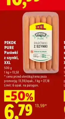 Lidl Parówki z szynki Pikok Pure XXL oferta