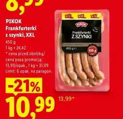 Lidl Frankfurterki z szynki Pikok XXL oferta