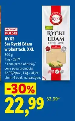 Lidl Ser Rycki Edam w plastrach XXL Ryki oferta