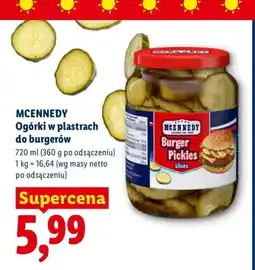 Lidl Ogórki w plastrach do burgerów McEnnedy oferta