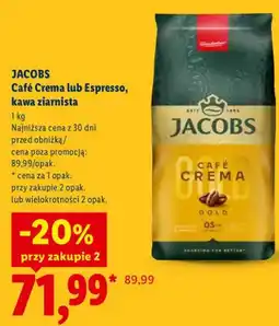 Lidl Kawa ziarnista Jacobs Café Crema oferta