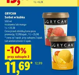 Lidl Sorbet w kubku Grycan truskawka oferta