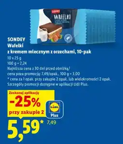 Lidl Wafelki z kremem mlecznym z orzechami Sondey 10-pak oferta