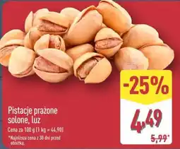 ALDI Pistacje prażone solone, luz oferta