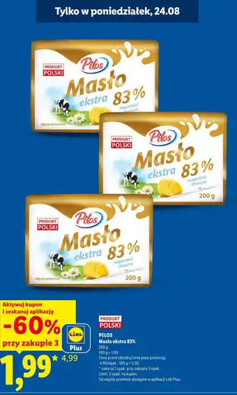 Lidl PILOS Masło ekstra 83% oferta