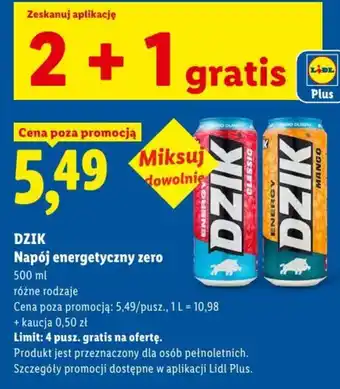 Lidl DZIK Napój energetyczny zero oferta