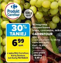 Carrefour Winogrona bezpestkowe białe, czerwone, miks Carrefour oferta