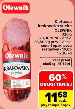 Carrefour Kiełbasa krakowska sucha Olewnik oferta