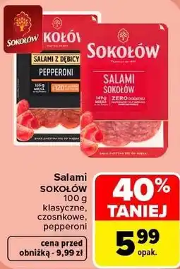 Carrefour Salami Sokołów klasyczne, czosnkowe, pepperoni oferta