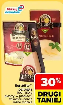 Carrefour Ser żółty DŻIUGAS plastry, w płatkach, w kostce, porcje oferta
