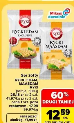 Carrefour Ser żółty RYCKI EDAM, MAASDAM RYKI porcja oferta
