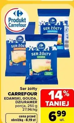 Carrefour Ser żółty CARREFOUR EDAMSKI, GOUDA, DZIURAMER porcja oferta