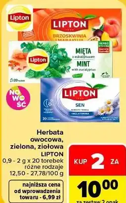 Carrefour Herbata owocowa, zielona, ziołowa Lipton oferta