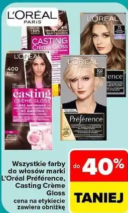 Carrefour Wszystkie farby do włosów marki L'Oréal Préférence, Casting Crème Gloss oferta