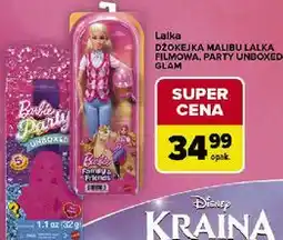 Carrefour Lalka Barbie Dżokejka Malibu / Lalka filmowa / Party Unboxed / Glam oferta