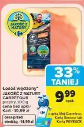 Carrefour Łosoś wędzony JAKOŚĆ Z NATURY CARREFOUR plastry oferta