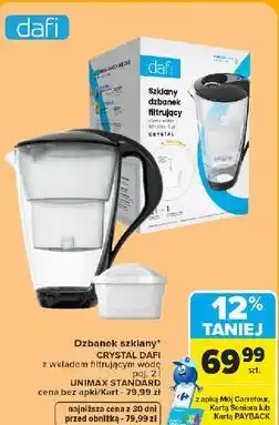 Carrefour Dzbanek szklany CRYSTAL DAFI z wkładem filtrującym wodę UNIMAX STANDARD oferta