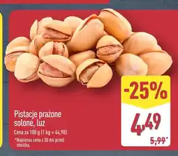 ALDI Pistacje prażone solone luz oferta