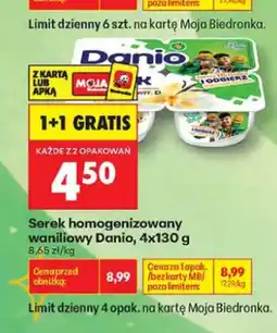 Biedronka Serek homogenizowany waniliowy Danio 4-pak oferta