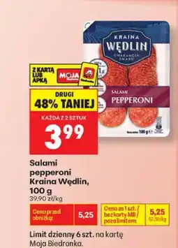 Biedronka Salami pepperoni w plastrach Kraina Wędlin oferta