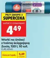 Biedronka Worki na śmieci z taśmą ściągającą Zosia, 120 l, 10 szt oferta