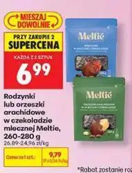 Biedronka Rodzynki lub orzeszki arachidowe w czekoladzie mlecznej Meltié oferta