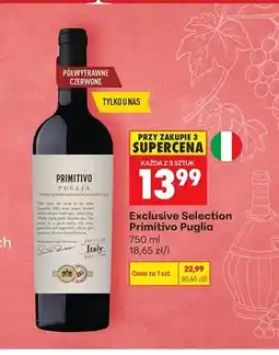 Biedronka Wino czerwone półwytrawne Exclusive Selection Primitivo Puglia oferta