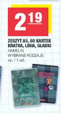 Spar Zeszyt A5 60 kartek kratka linia gładki Hamelin oferta