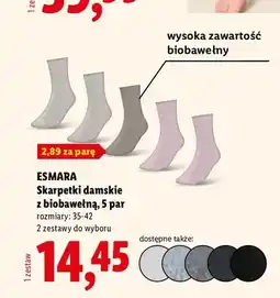 Lidl Skarpetki damskie z biobawełny Esmara 5-pak oferta