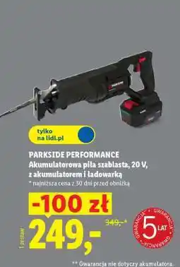 Lidl PARKSIDE PERFORMANCE Akumulatorowa piła szablasta, 20 V, z akumulatorem i ładowarką oferta