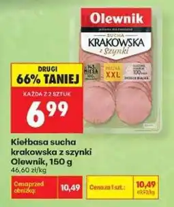 Biedronka Kiełbasa sucha krakowska z szynki Olewnik 150 g oferta