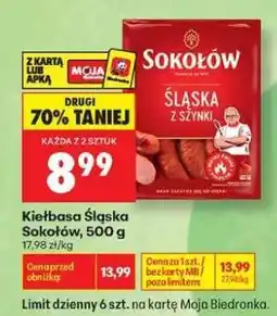 Biedronka Kiełbasa Śląska Sokołów, 500 g oferta