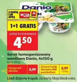 Biedronka Serek homogenizowany waniliowy Danio, 4x130 g oferta