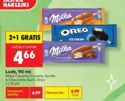 Biedronka Lody, 90 ml: Milka Caramel Crunch, Vanilla & Chocolate Swirl, Oreo oferta