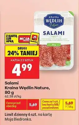 Biedronka Salami Kraina Wędlin Nature, 80 g oferta