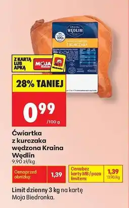 Biedronka ćwiartka z kurczaka wędzona Kraina Wędlin oferta