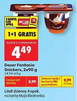 Biedronka Deser Fantasia Snickers, 2x90 g oferta
