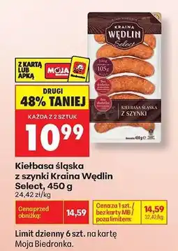 Biedronka Kiełbasa śląska z szynki Kraina Wędlin Select 450 g oferta